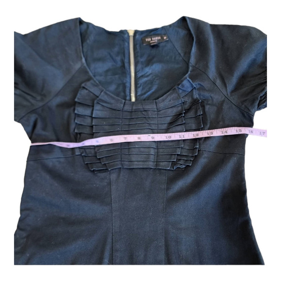 TED BAKER Pleated Pencil Dress Black Short Sleeve Knee Length Womens size 3 m - Picture 8 of 9
